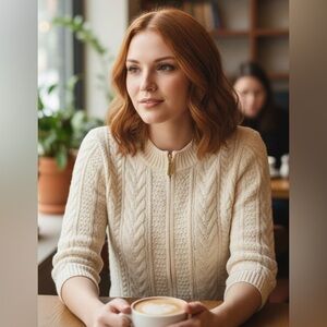 St. John Cream Knit Cardigan size M